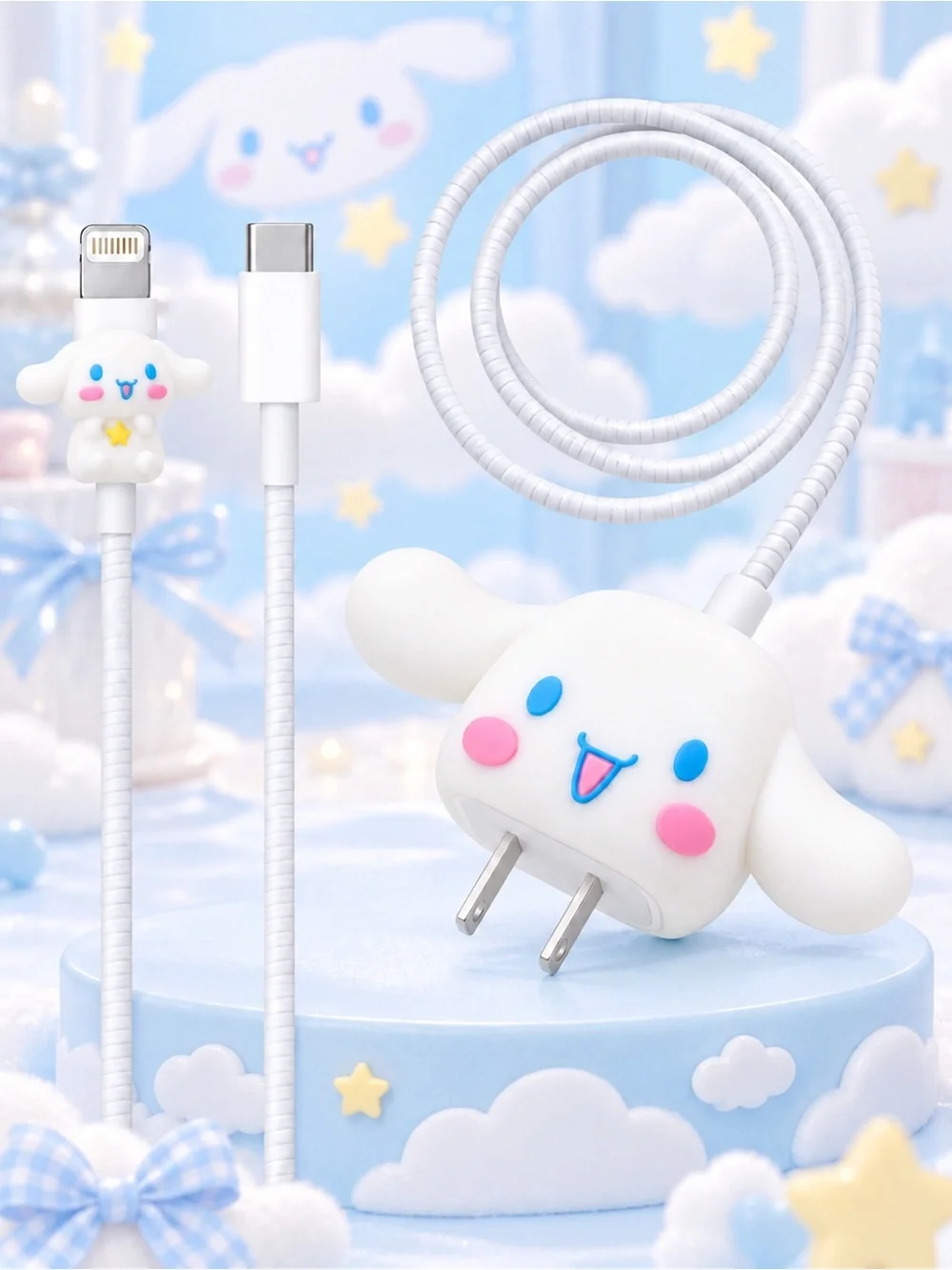 Cinnamoroll Silicone Charger Cover & Cable Protector 2pc Set NWT